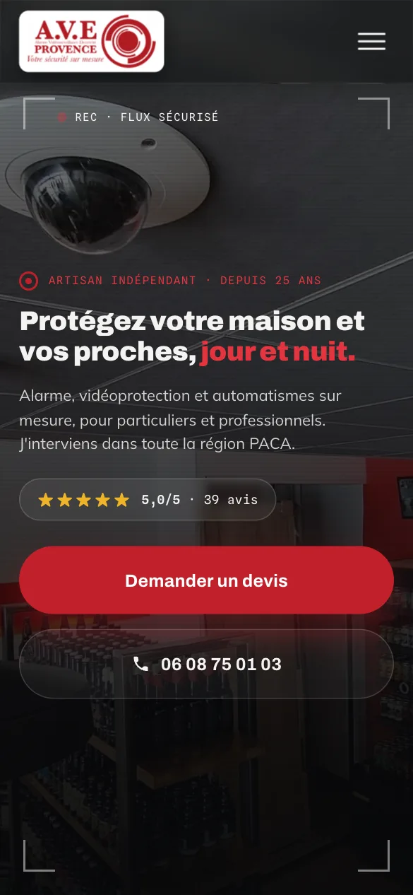 Le même site sur téléphone.