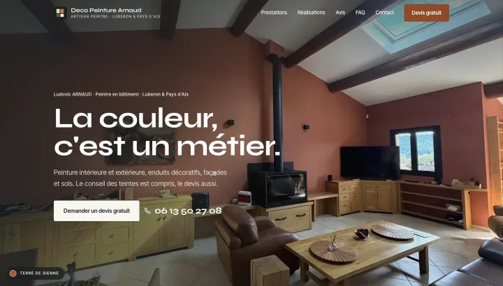 Site livré : premier écran du site conçu pour Deco Peinture Arnaud, peinture en bâtiment.